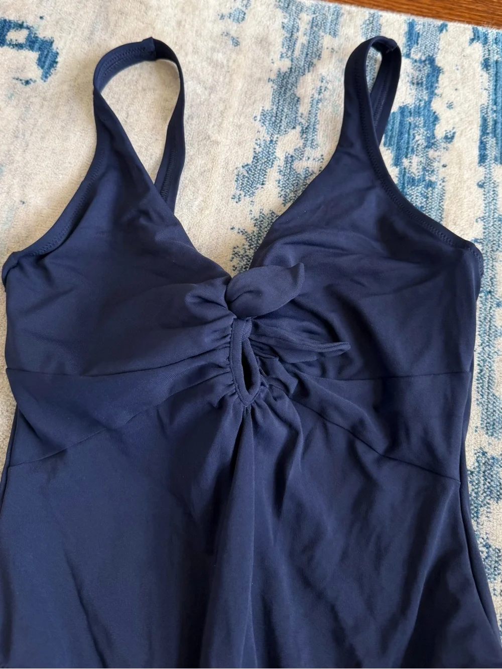 Robin Piccone Ava Plunge Neck Tie-Front One Piece Swimsuit Size 14 - Picture 4 of 8